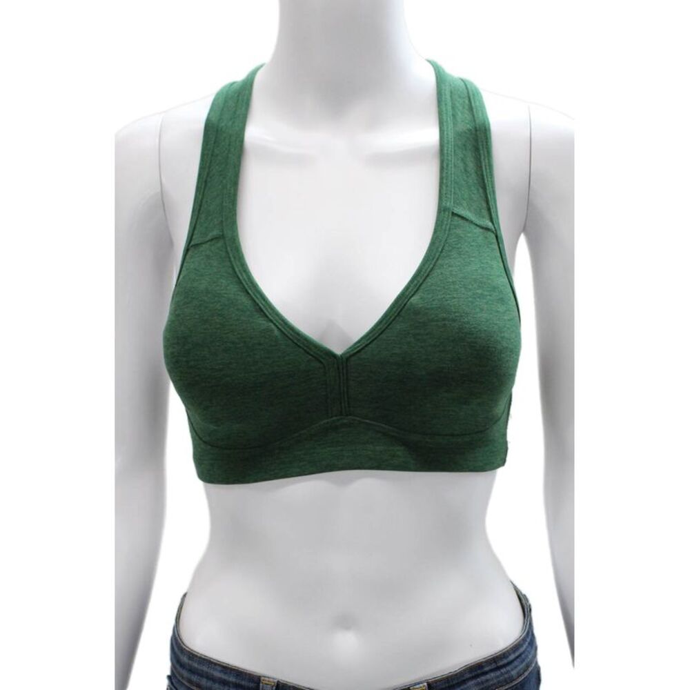 Beyond Yoga Womens Stretch Knit V Neck Sports Bra Green Size Extra Small